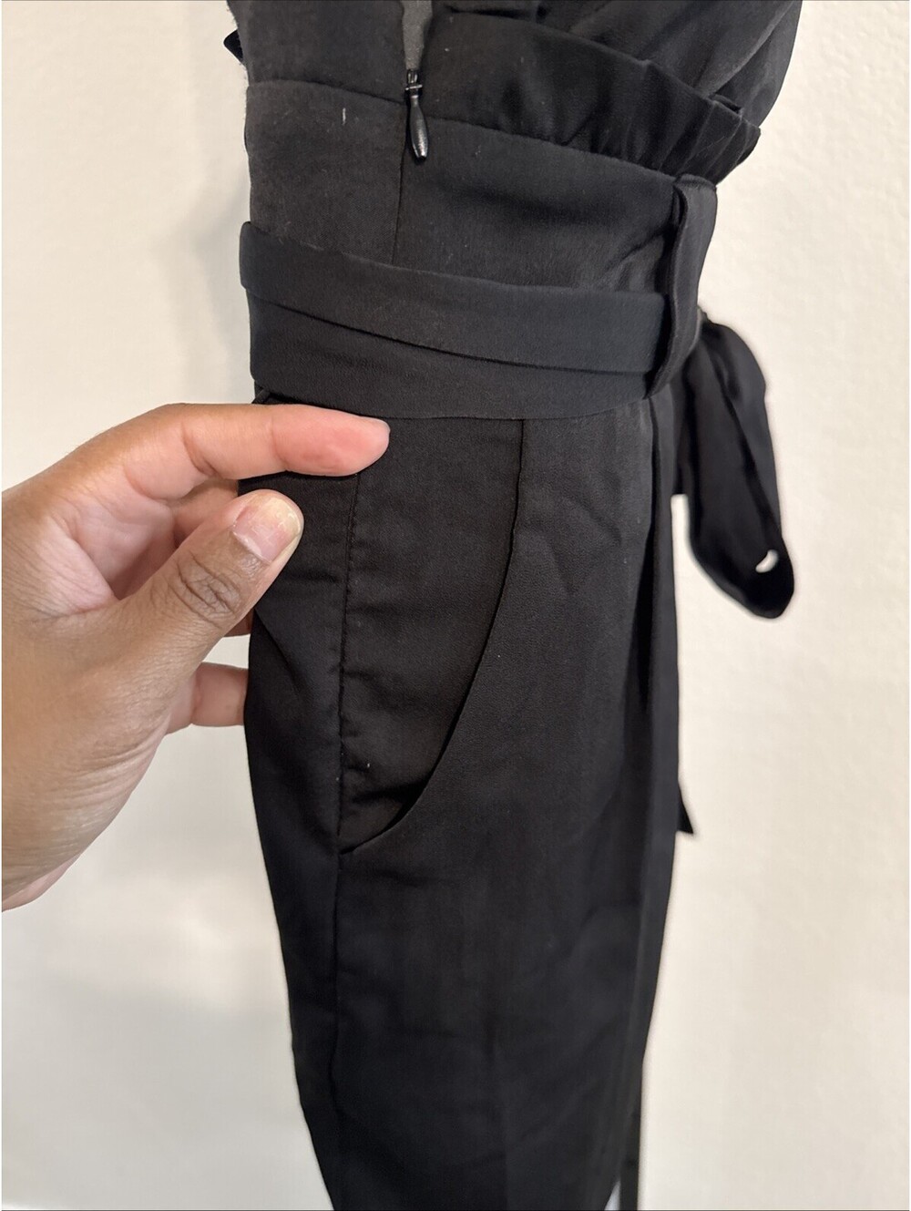 Talulah Black One Shoulder Belted Jumpsuit - MED - Picture 8 of 11